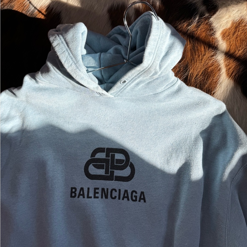 Balenciaga heavyweight hoodie Light baby blue hoody size Large - Picture 2 of 16